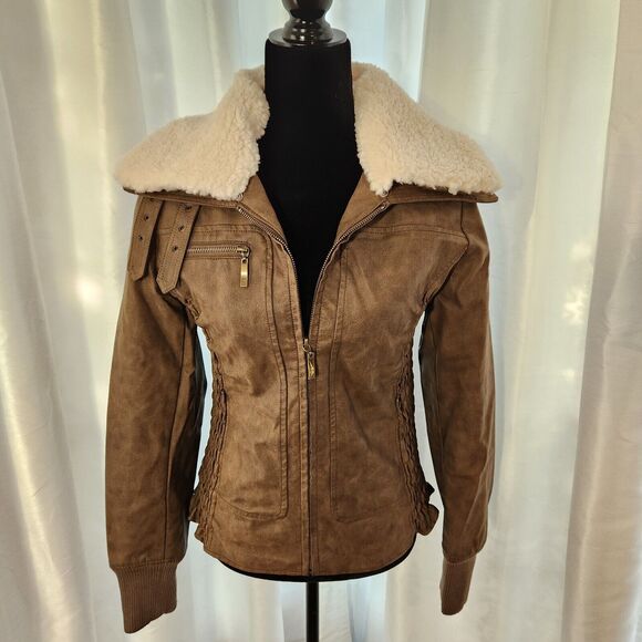 Montanaco Jackets & Blazers - MONTANACO Chocolate Brown Faux Leather Jacket Womens Size Small Bomber New